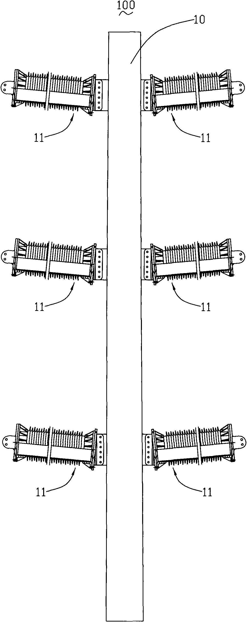 Pole tower for power transmission line of power grid