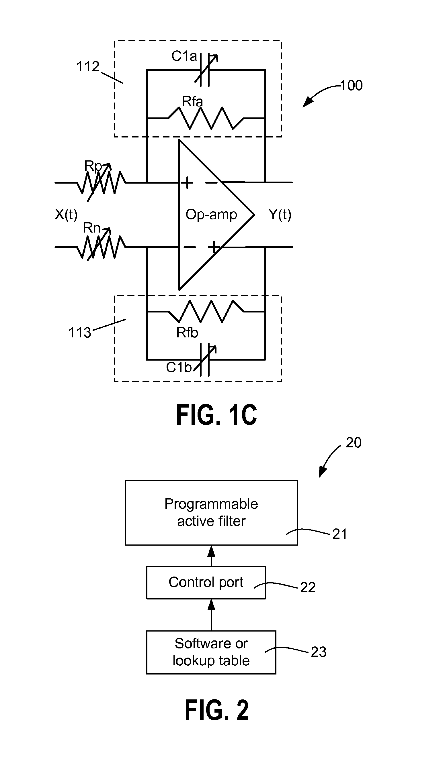 Area-optimized analog filter with bandwidth control by a quantized scaling function