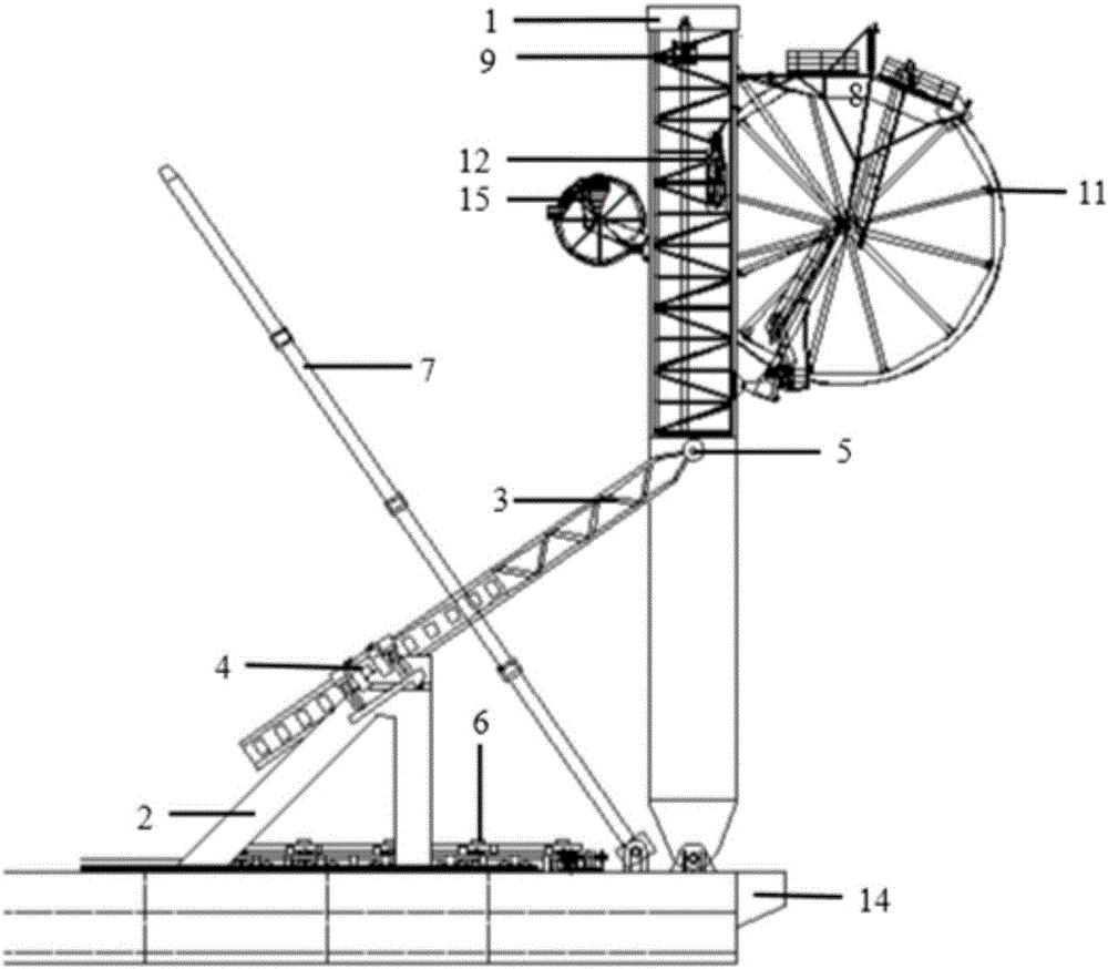 Novel four-joint J-shape-winding drum integrated laying system