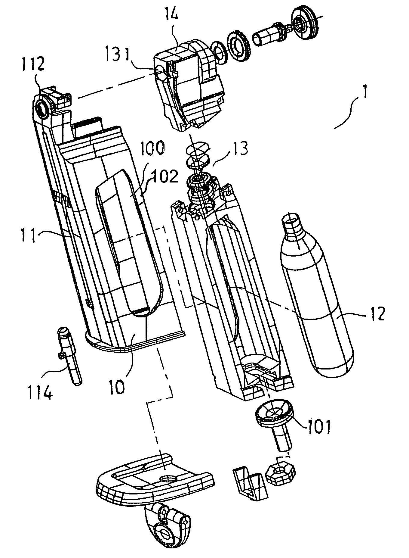 Cartridge magazine assembly for air guns and paintball guns