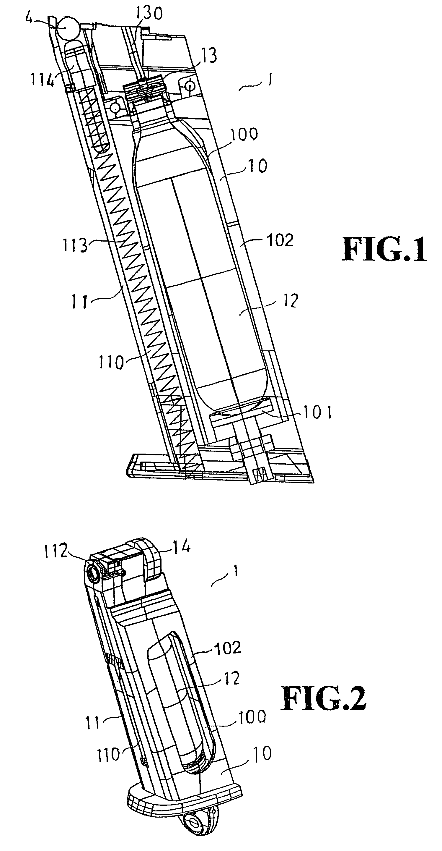 Cartridge magazine assembly for air guns and paintball guns