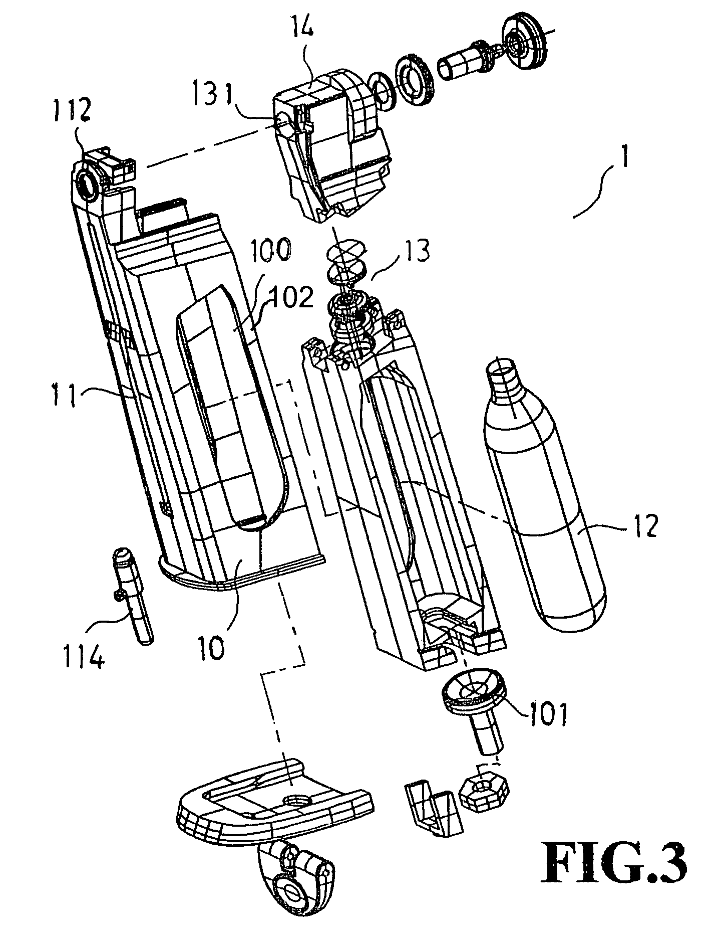 Cartridge magazine assembly for air guns and paintball guns