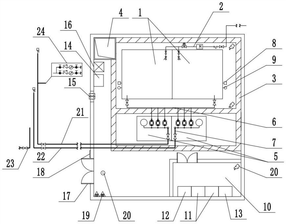 Secondary water supply pressurizing pump room applied to high-rise building