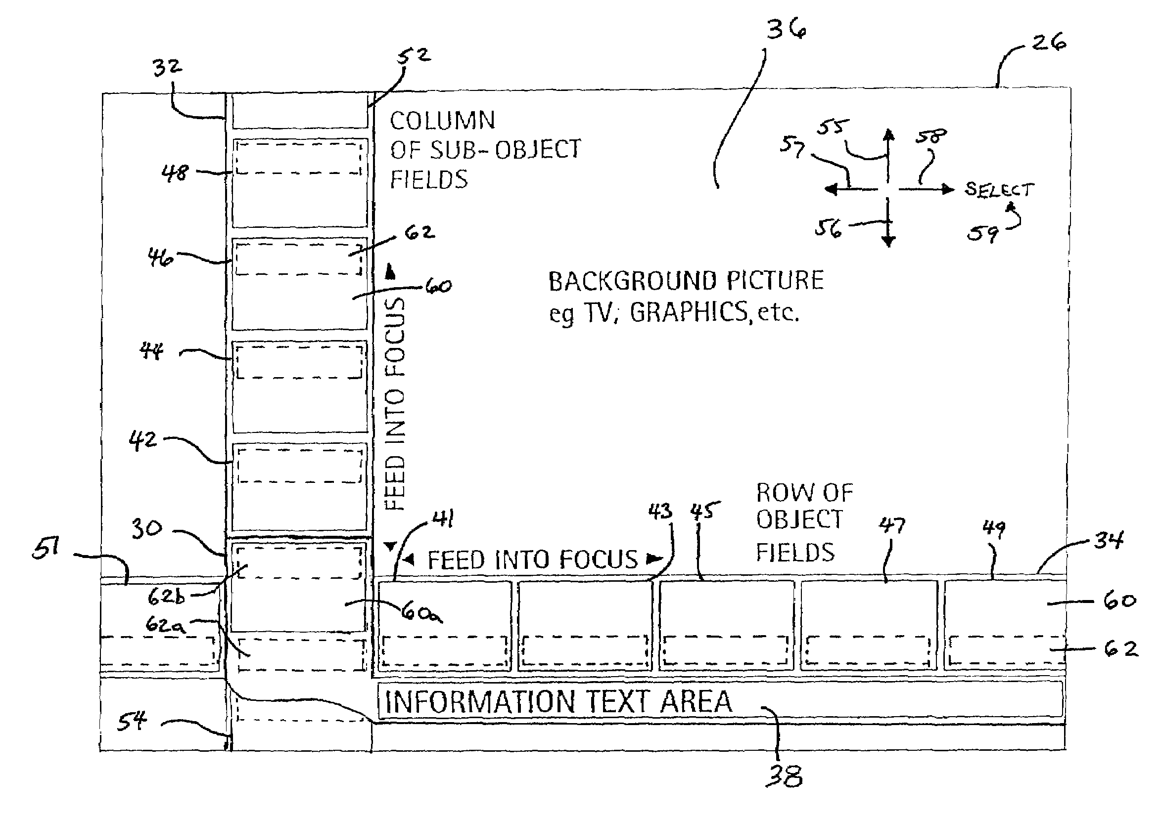 Method and apparatus for scrollable cross-point navigation in a user interface