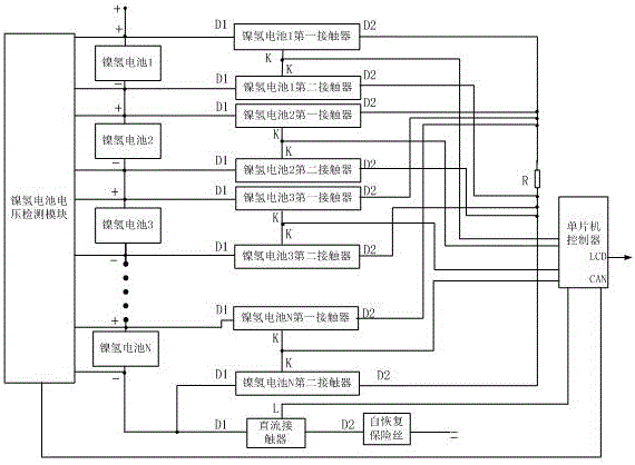 Nickel-metal hydride battery large current equalization method based on single-chip microcomputer control