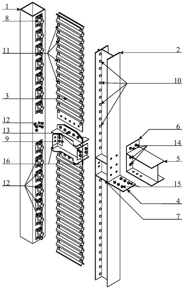 Assembly type special-shaped column-beam connecting joint capable of being repaired after earthquake