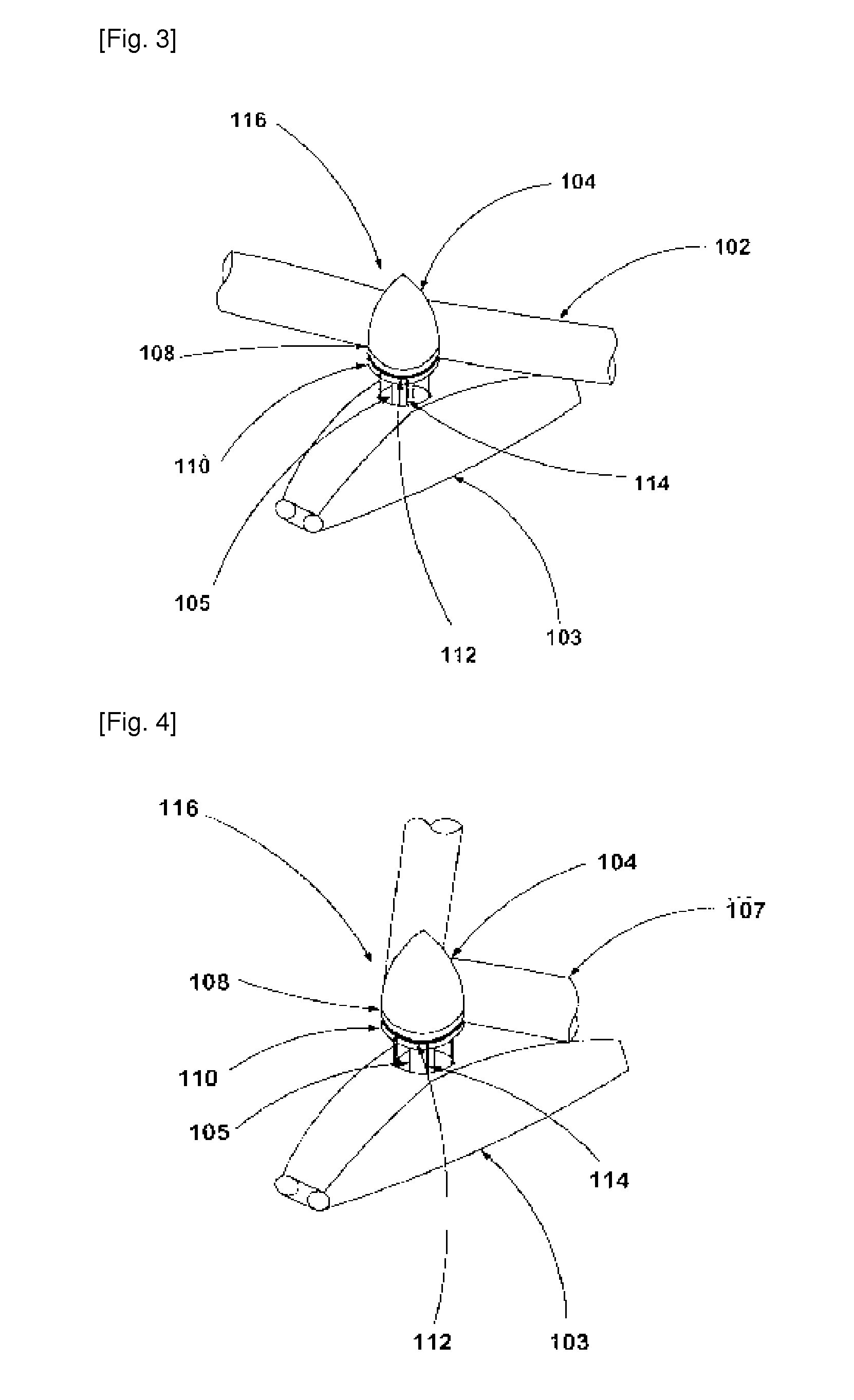 Taking off and landing airplane using variable rotary wings