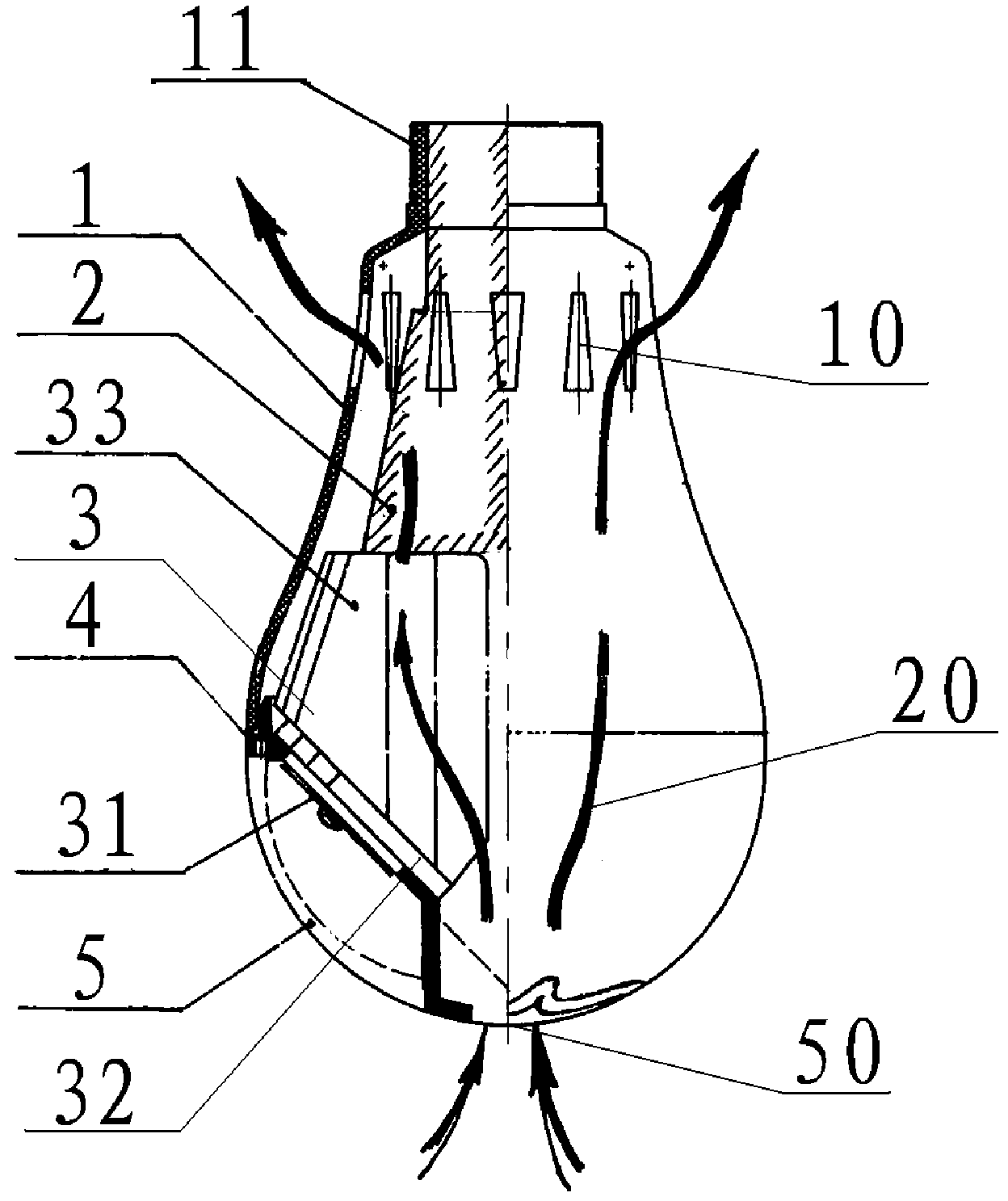 LED illuminating lamp with bud bulb