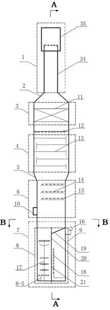 Flue gas dedusting and desulfurization tower, flue gas desulfurization and wastewater treatment method