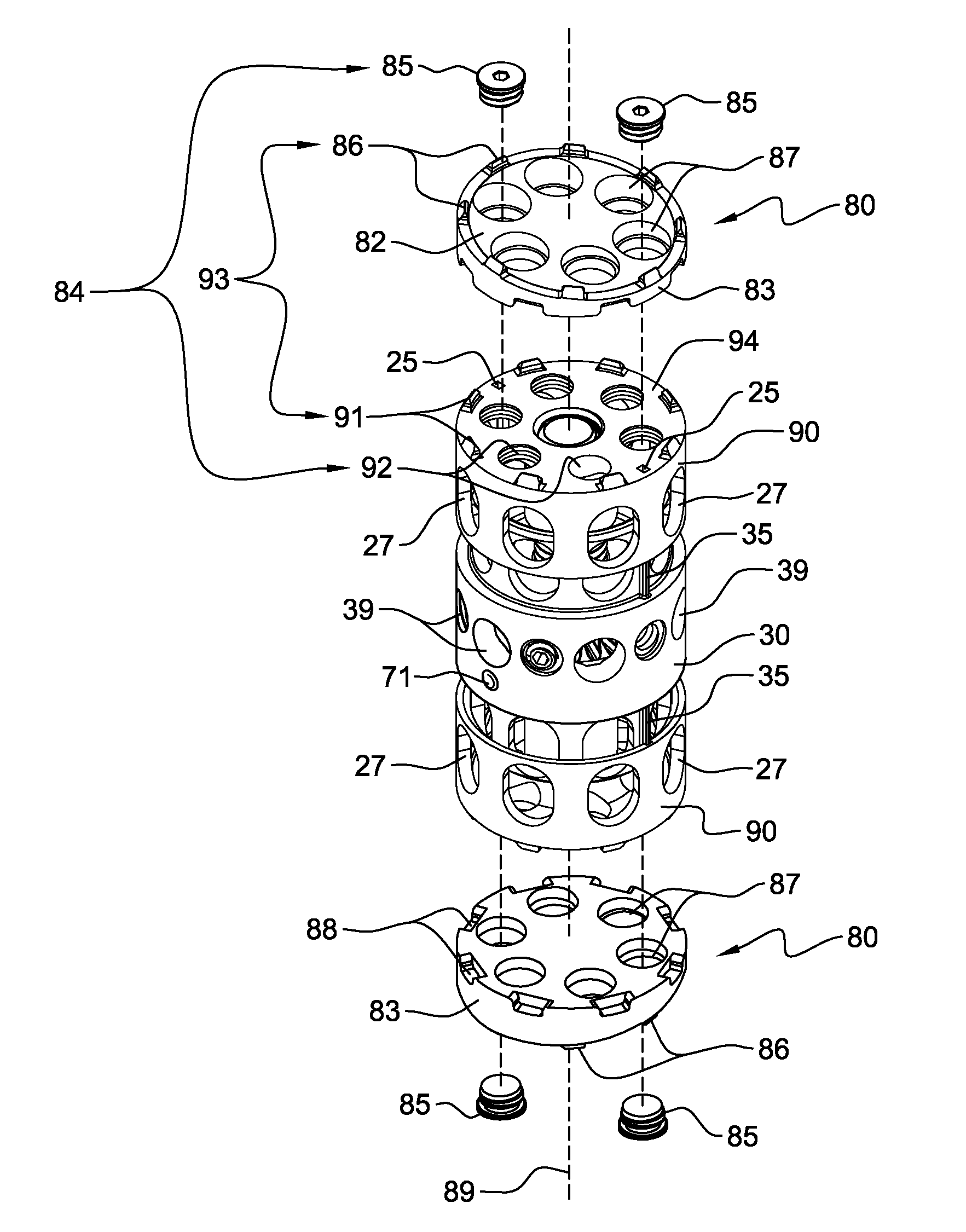 Vertebral body replacement device and method for use to maintain a space between two vertebral bodies within a spine