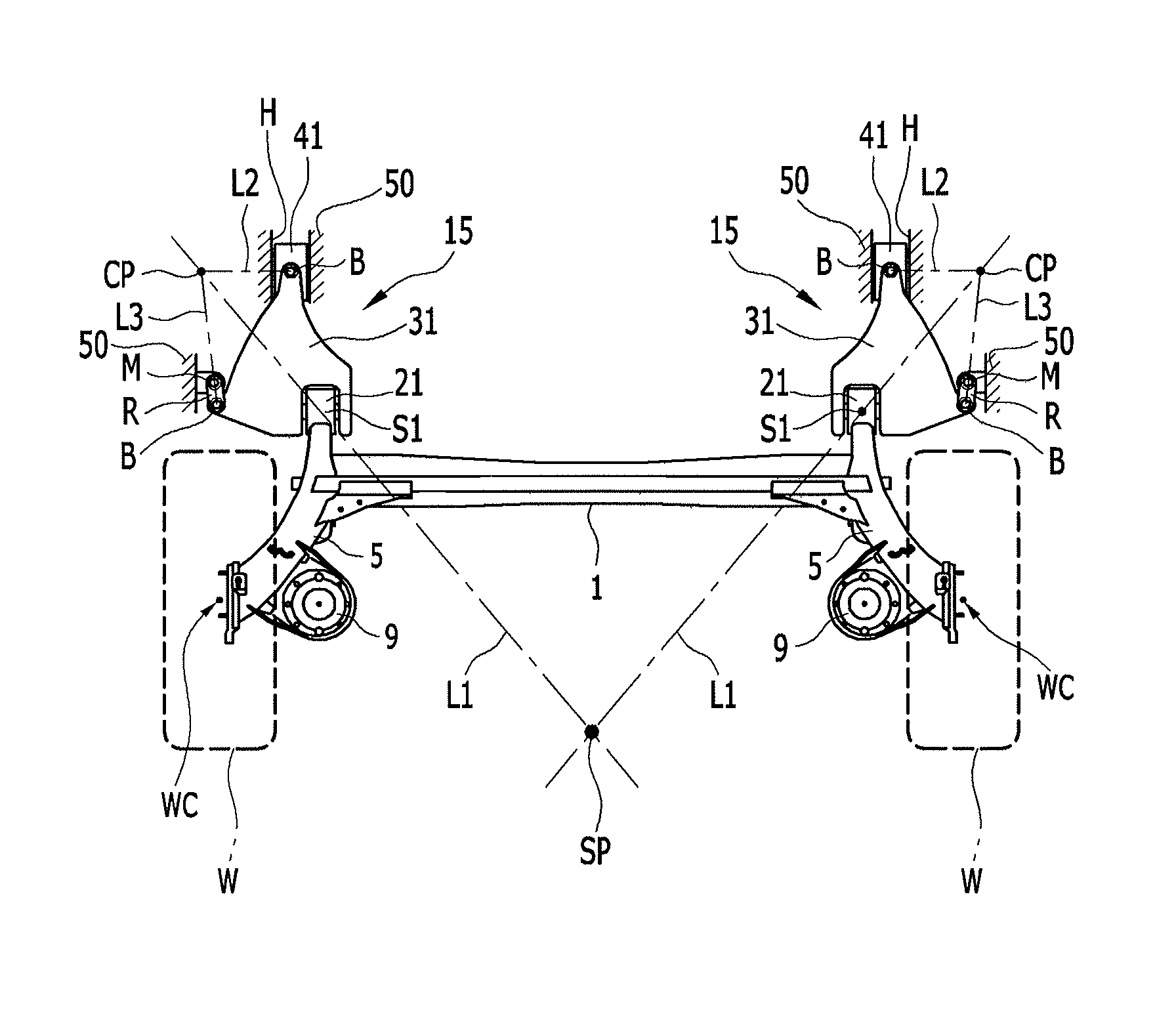 Coupled torsion beam axle type suspension system