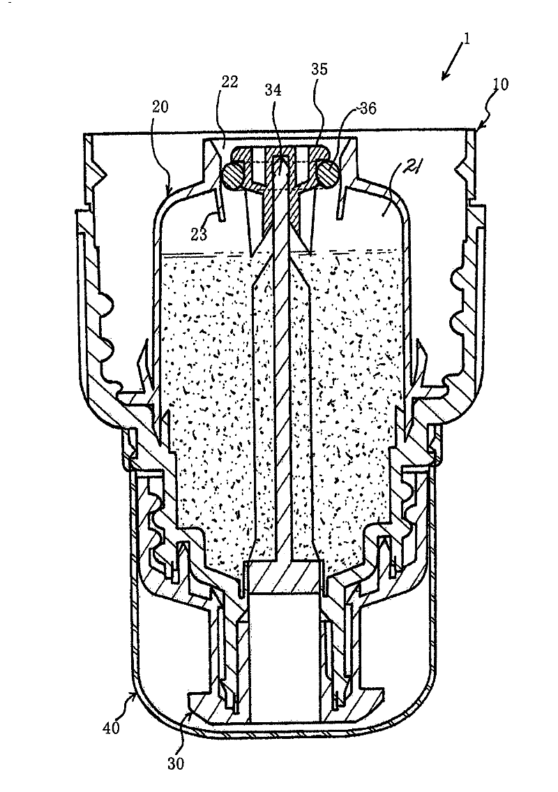 Cap assembly having storage chamber for secondary material with movable working member