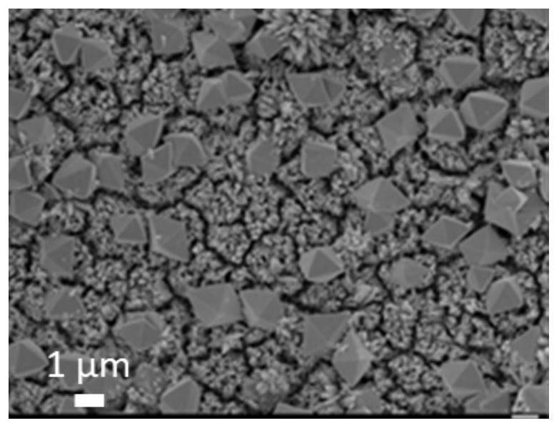 A method for preparing polyhedral iron oxyhydroxide film by corrosion recrystallization method