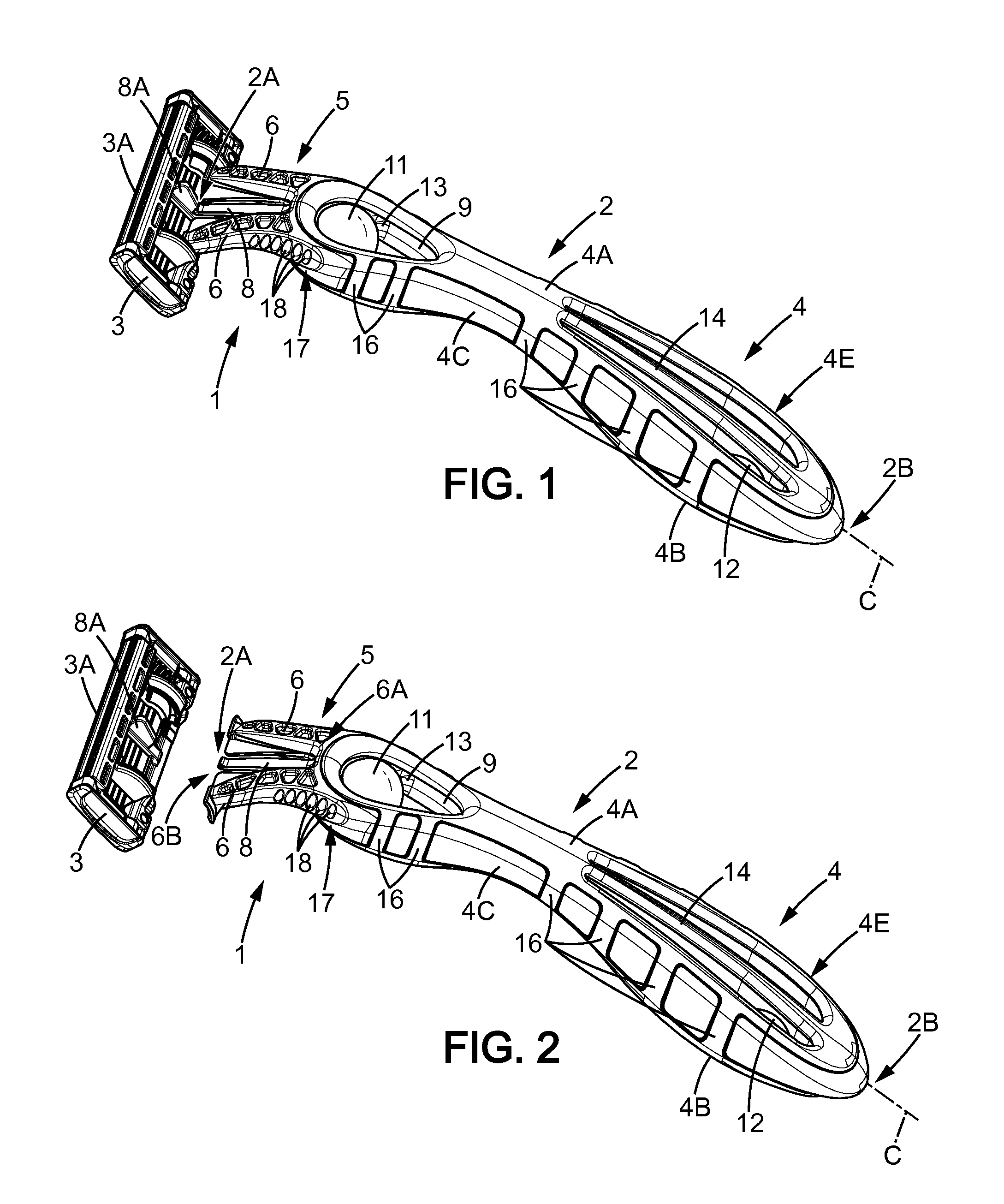 A Razor Handle Comprising Inserts Within Holes And Razor Comprising Such A Razor Handle