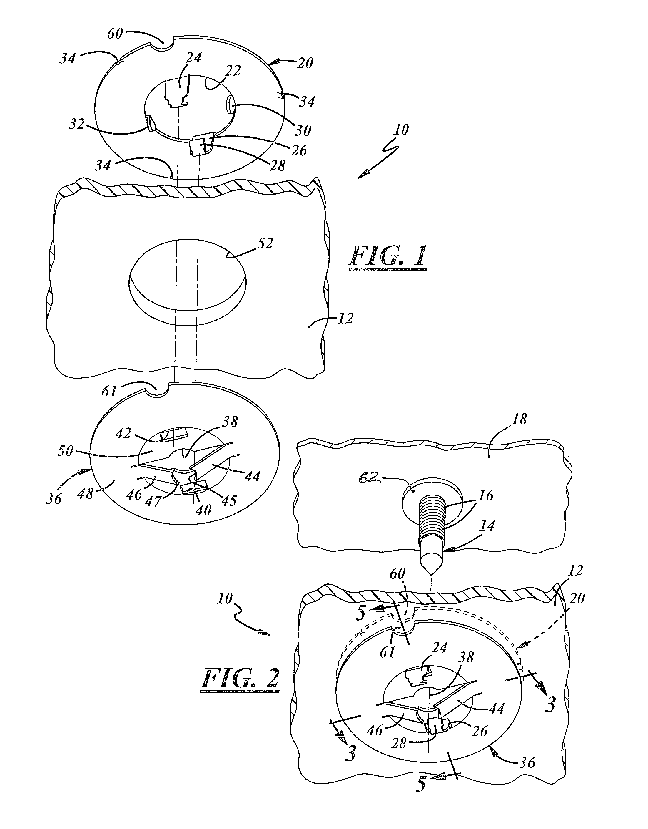 Device for securing a panel to a mounting stud