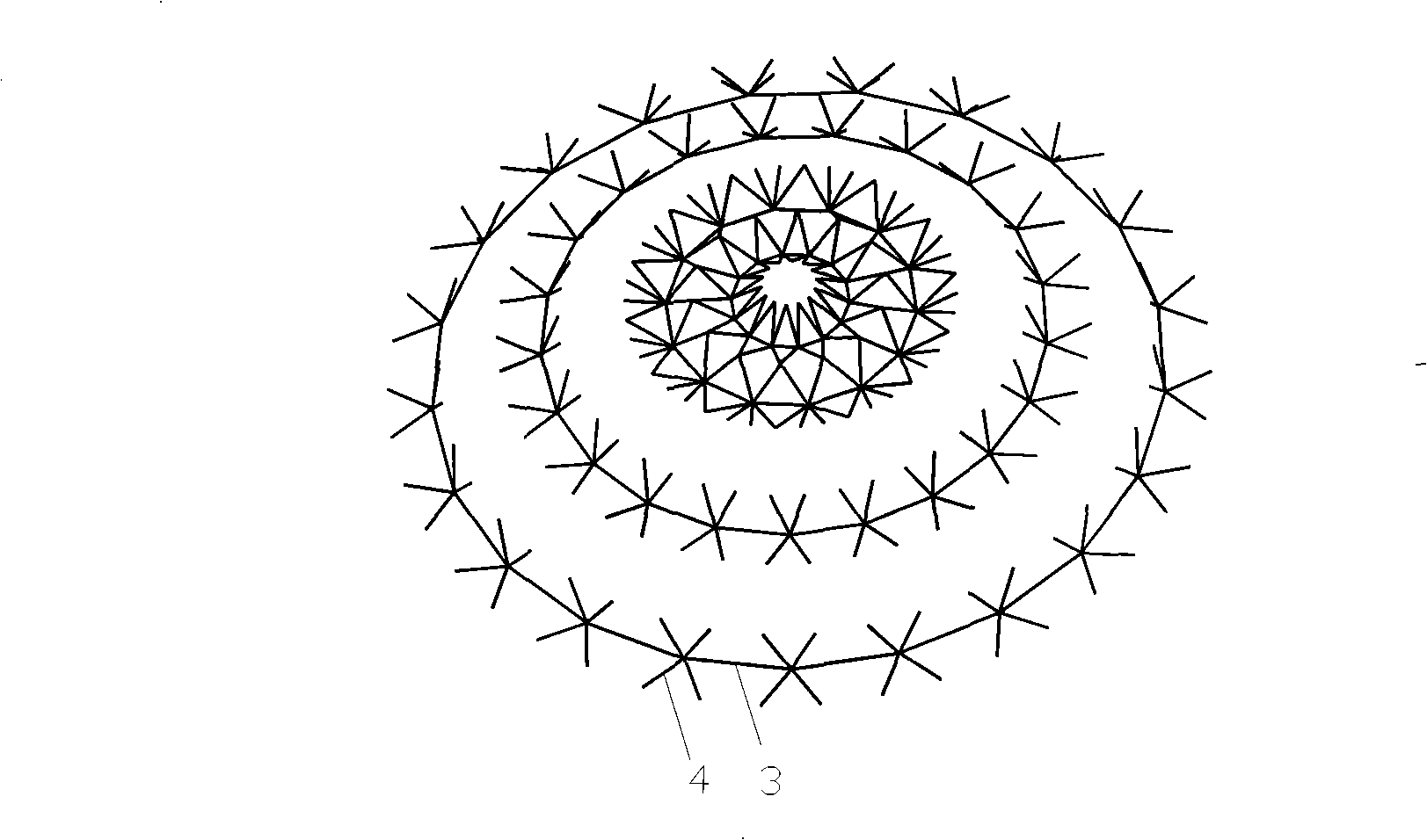 Local double layer open chord spherical reticulated shell