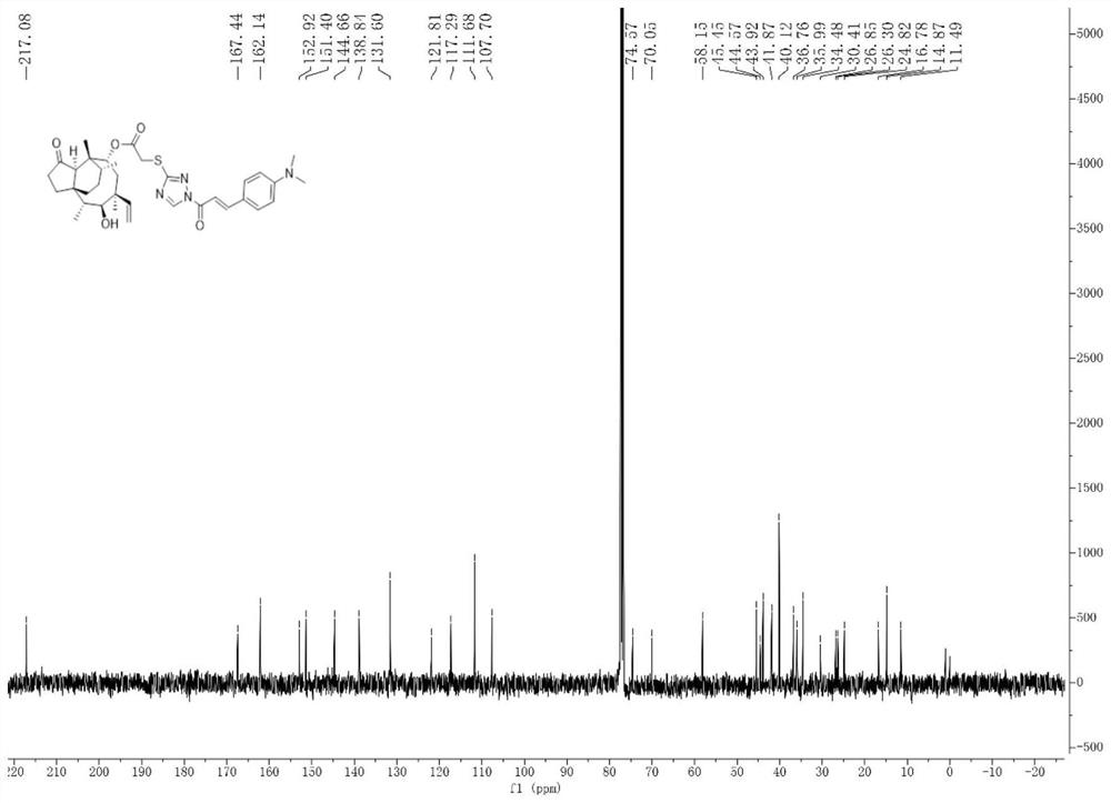 Pleuromutilin derivative containing 1, 2, 4-triazole acrylamide side chain as well as preparation method and application of pleuromutilin derivative