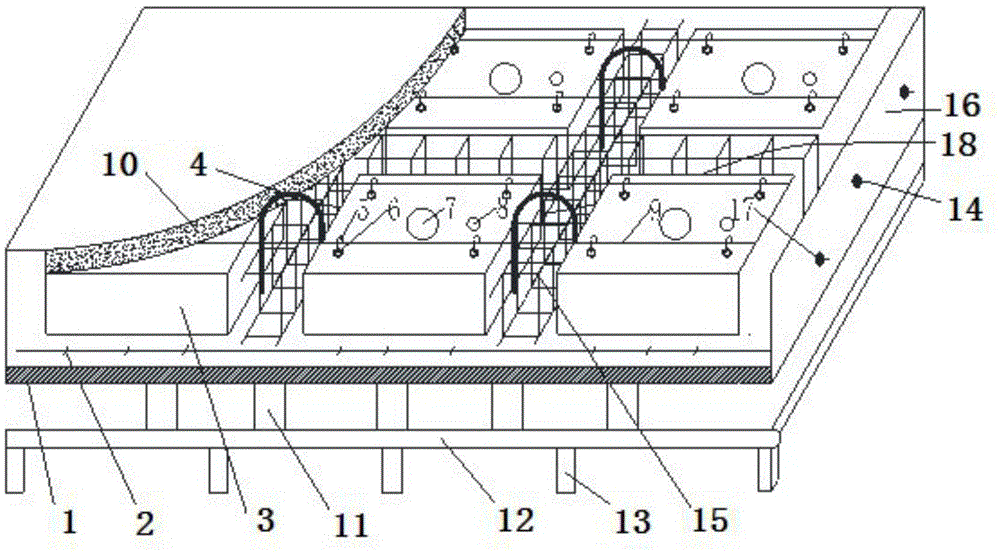 Construction method for slowly-bonded hollow prestressing floor slab through large-span ultra-thick cast-in-place post-tensioning method