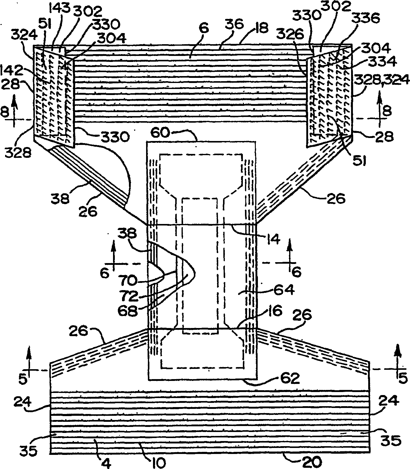 Refastenable absorbent garment and method for assembly thereof