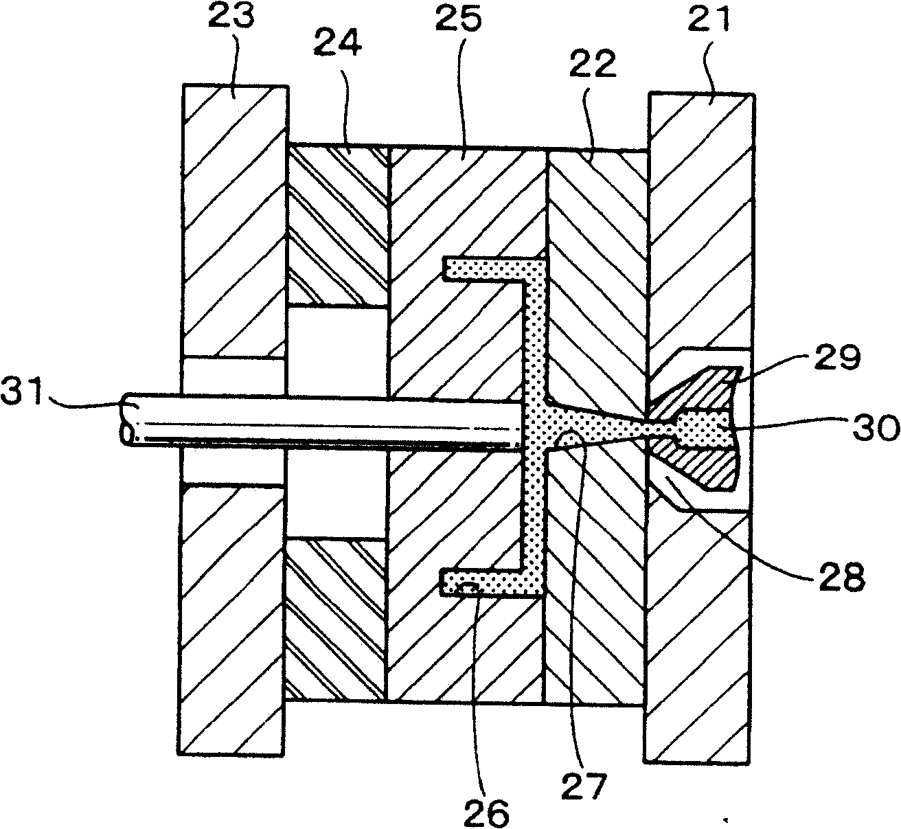 Injection molding device and member used thereof and surface treatment method