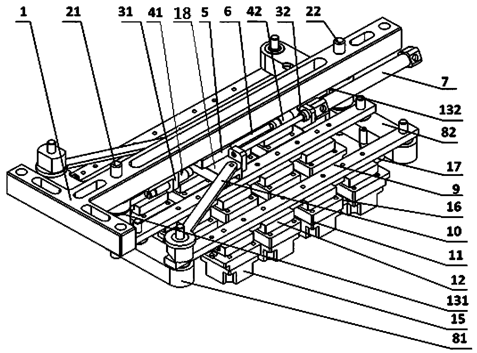 Single-driving equal-interval synchronous extending mechanism