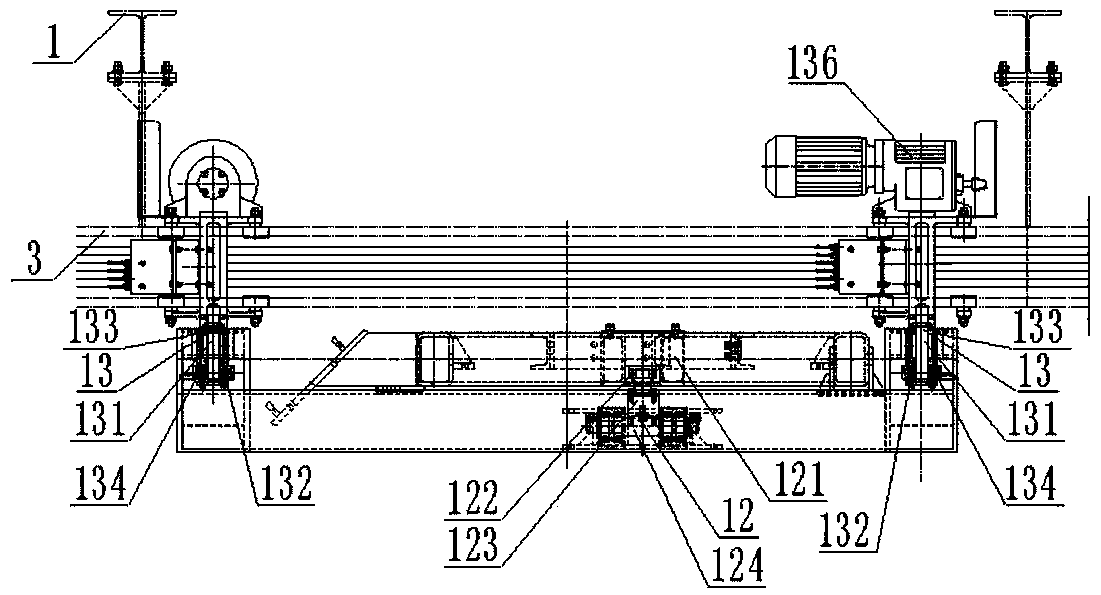 Double-rail trolley convenient for bend turning