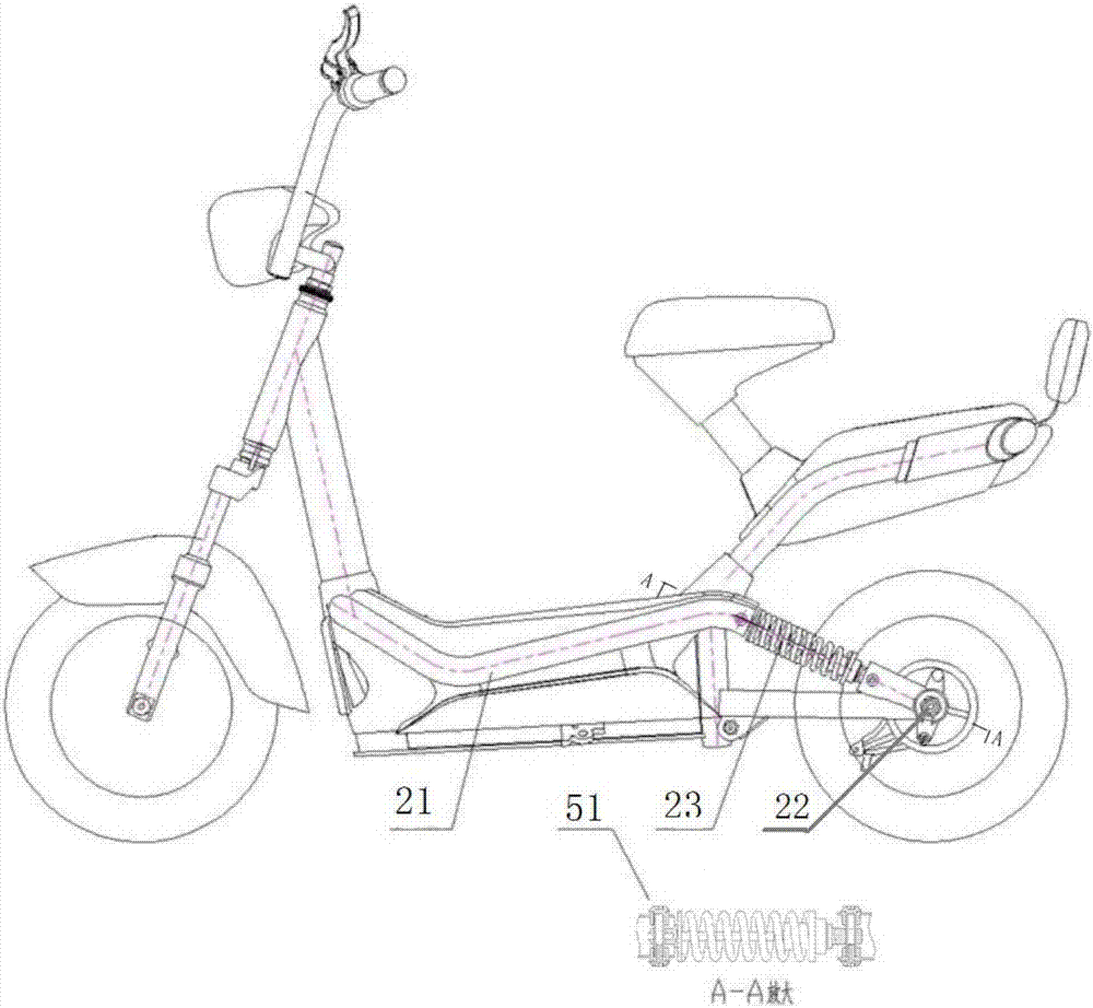 Frame with novel tubular rear fork and electric scooter with novel tubular rear fork