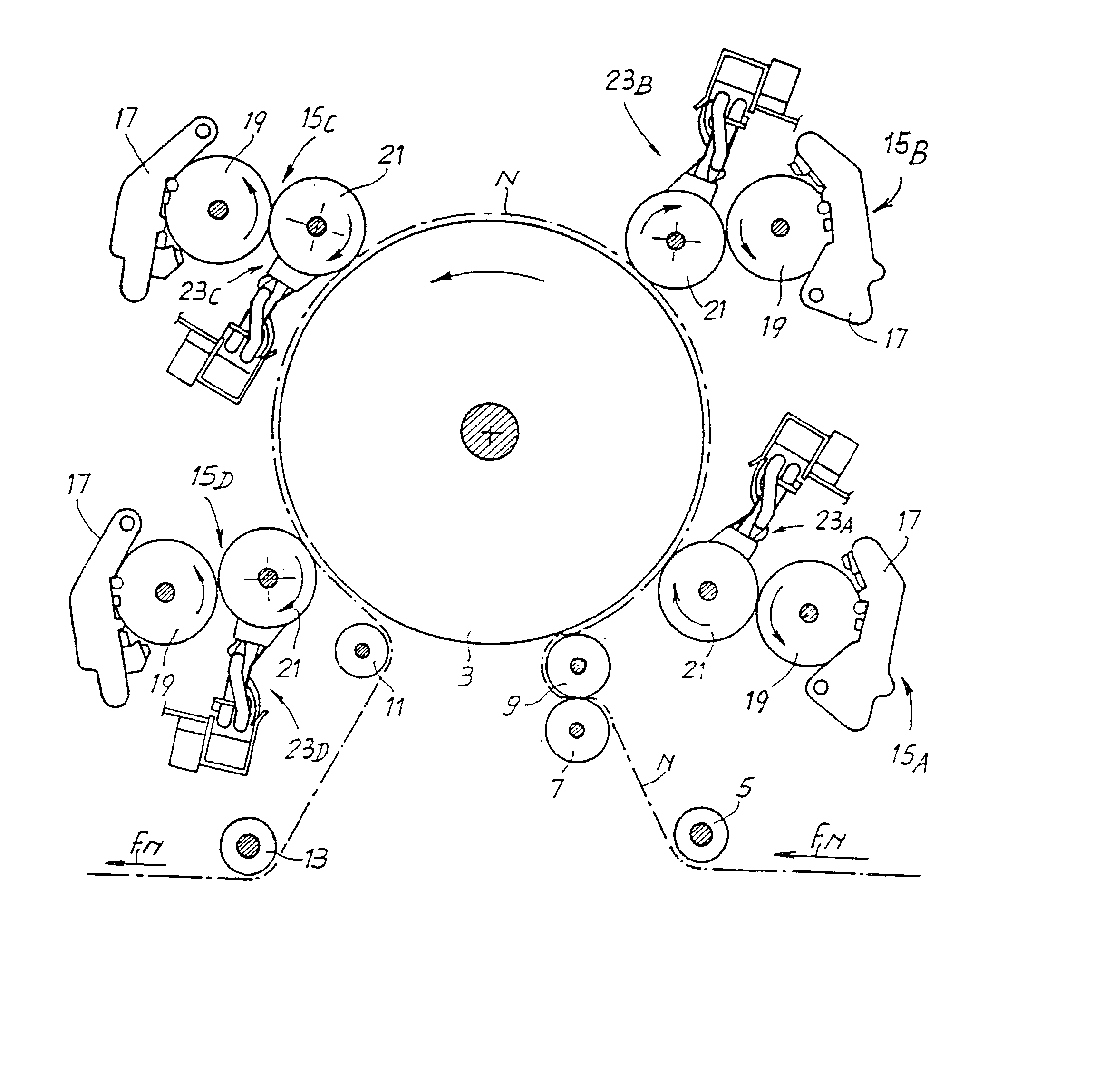 Device and method for cleaning a surface of a rotating cylinder, such as a plate cylinder of a printing press or other