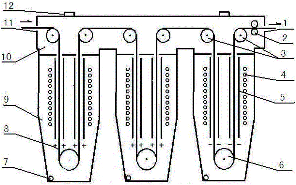 Electrolytic cleaning device for cold-rolled strip steel high-speed cleaning line