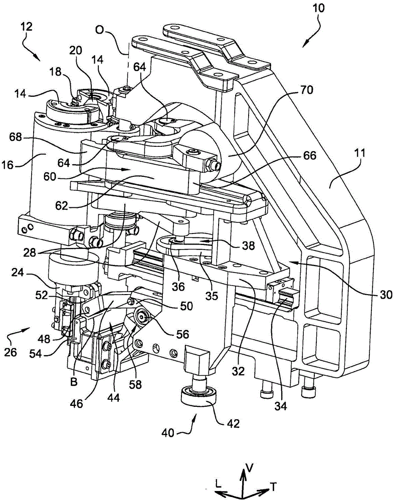 Moulding unit for the manufacture of containers comprising compensation gripper