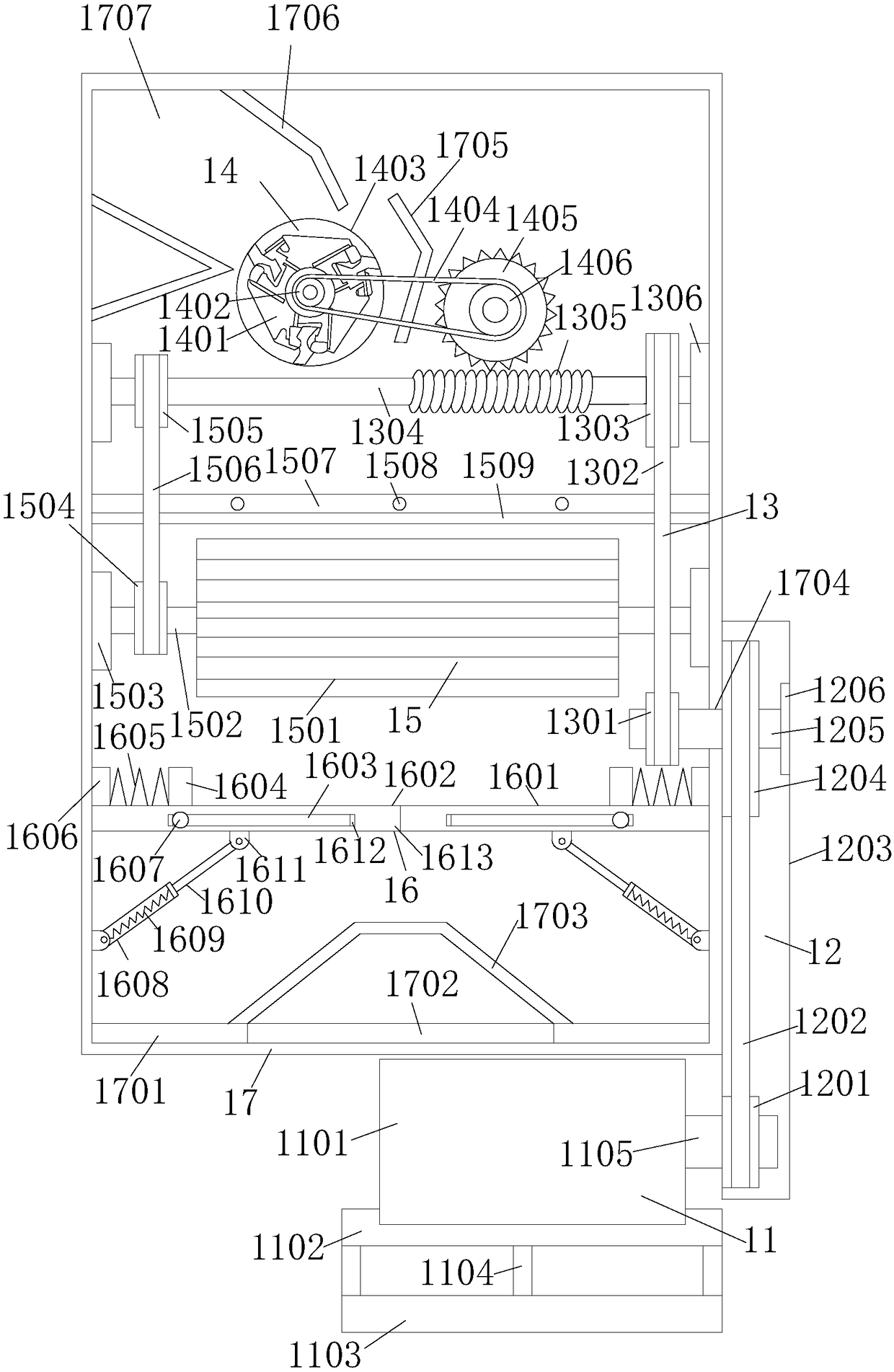 Waste tire crushing device for rubber and plastic