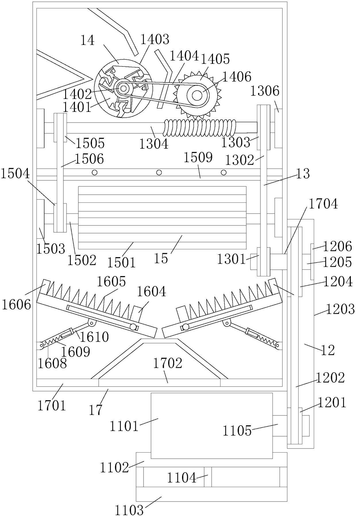 Waste tire crushing device for rubber and plastic