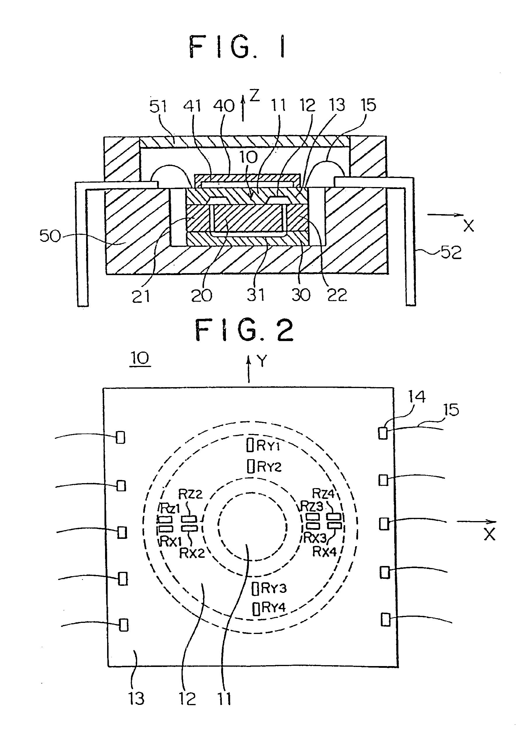 Apparatus for detecting a physical quantity acting as an external force and method for testing and manufacturing this apparatus