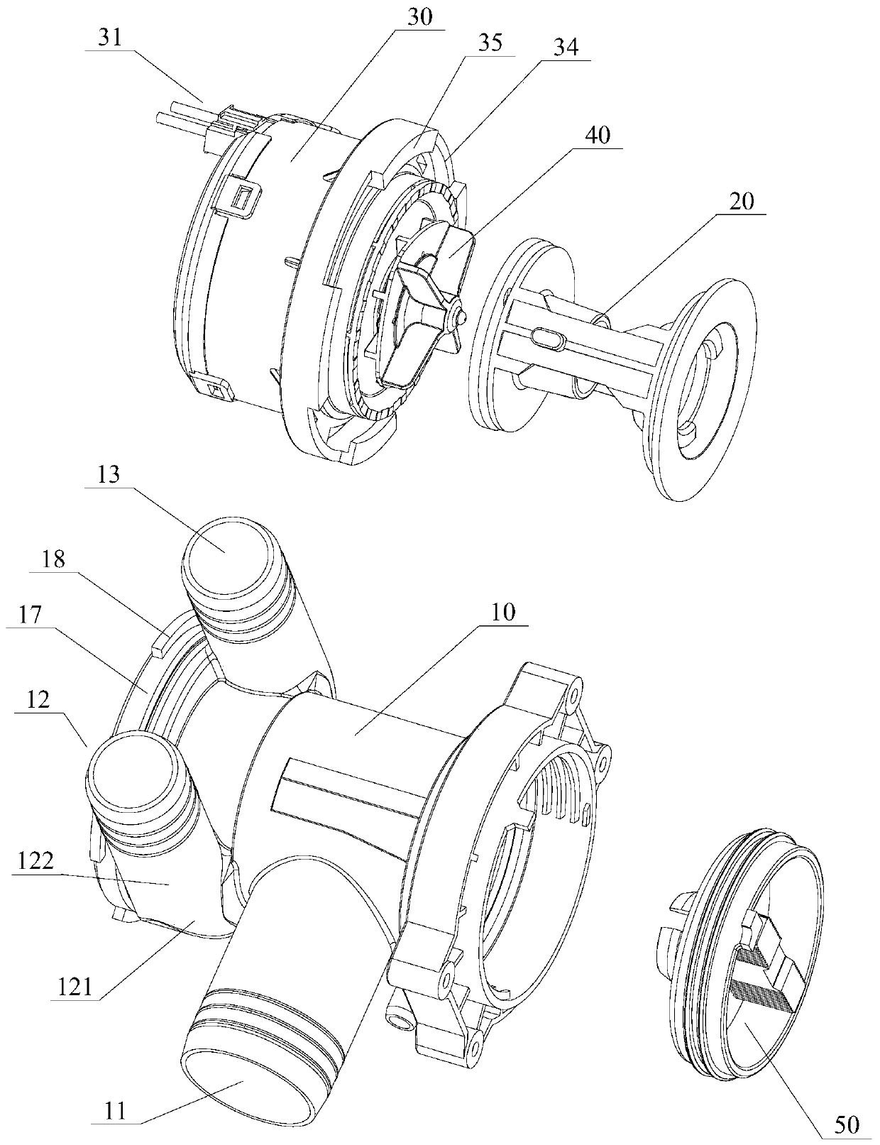 Double-outlet water pump for washing machine