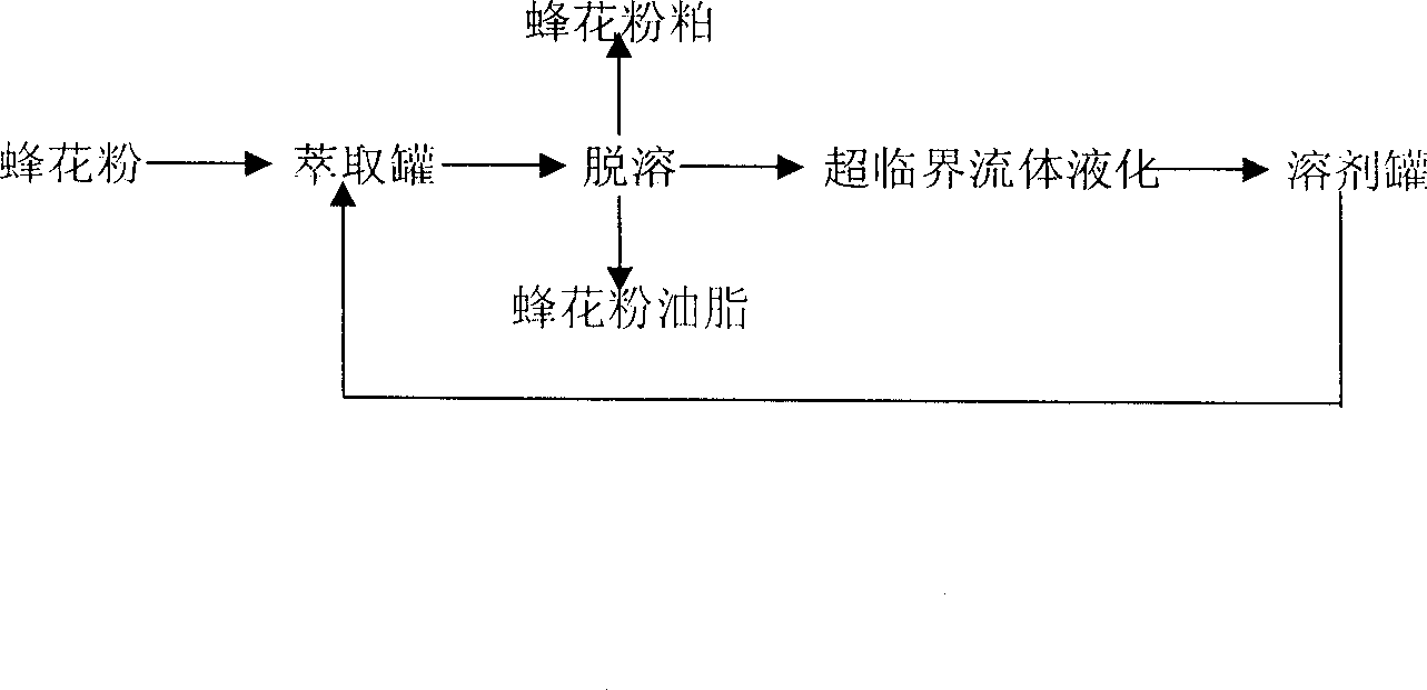 Method for extracting oil and fat of bee pollen through supercutical fluid