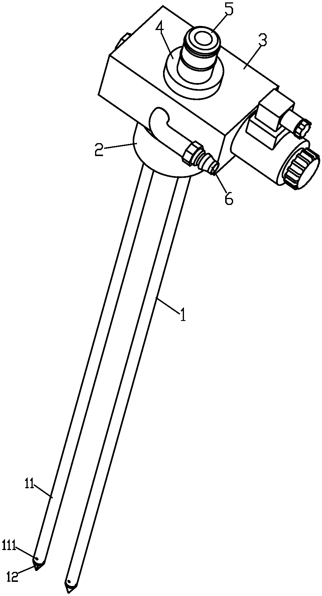 Self-cleaning double-needle injection needle assembly for saline injection machine