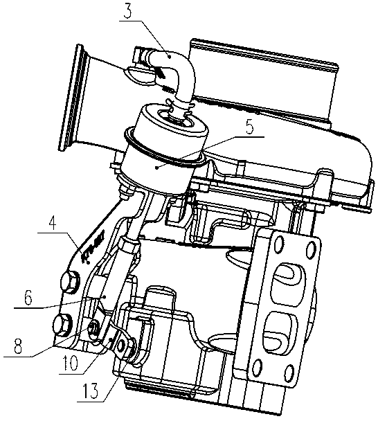 Integrated waste gas bypass turbo machine with airflow management device at turbine end