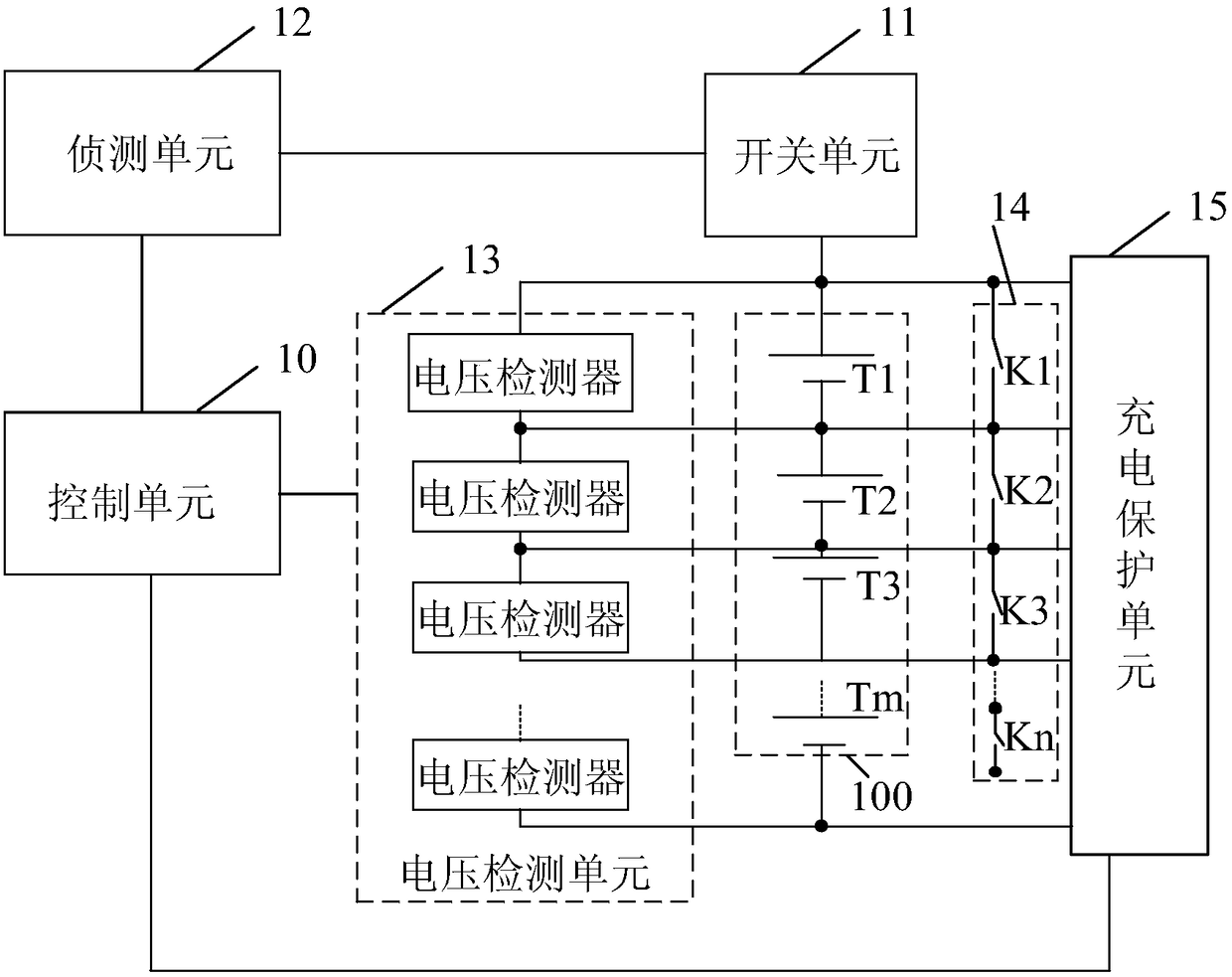 Balanced charging circuit and device for series batteries