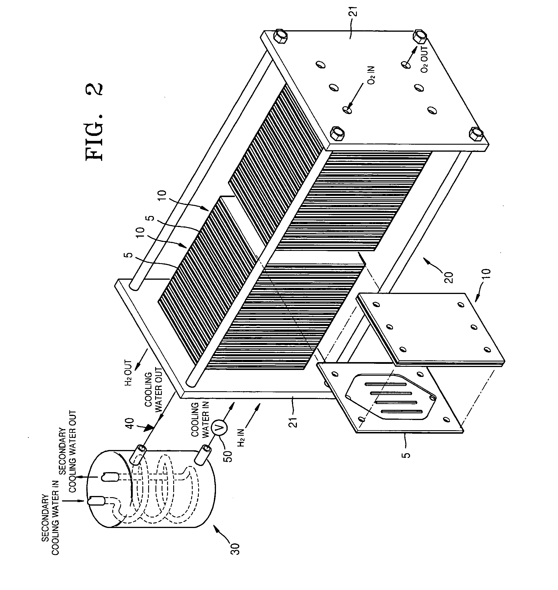 Fuel cell having heat exchanger built in stack