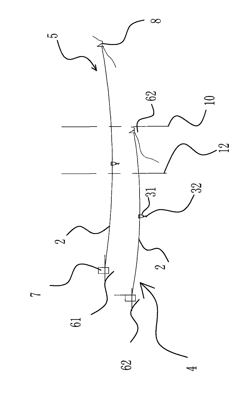 Arranging mode of crossing cable cranes