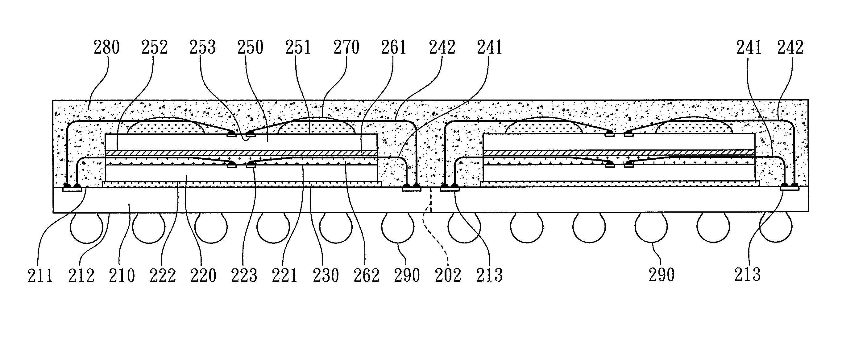 Multi-chip stacking method to reduce voids between stacked chips