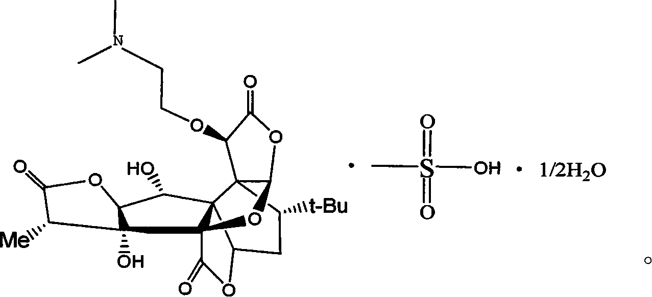 Leucinocaine 10-O-(dimethylaminoethyl)ginkgolide B semihydrate crystal and preparation method thereof