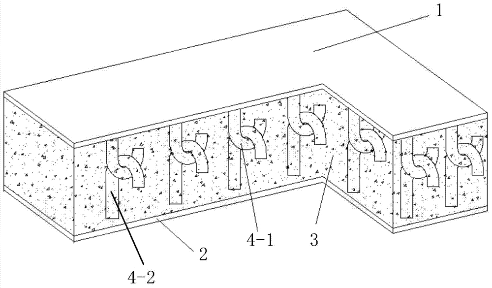 SCS (steel concrete steel) bridge deck with internal vertical J-shaped connecting structures