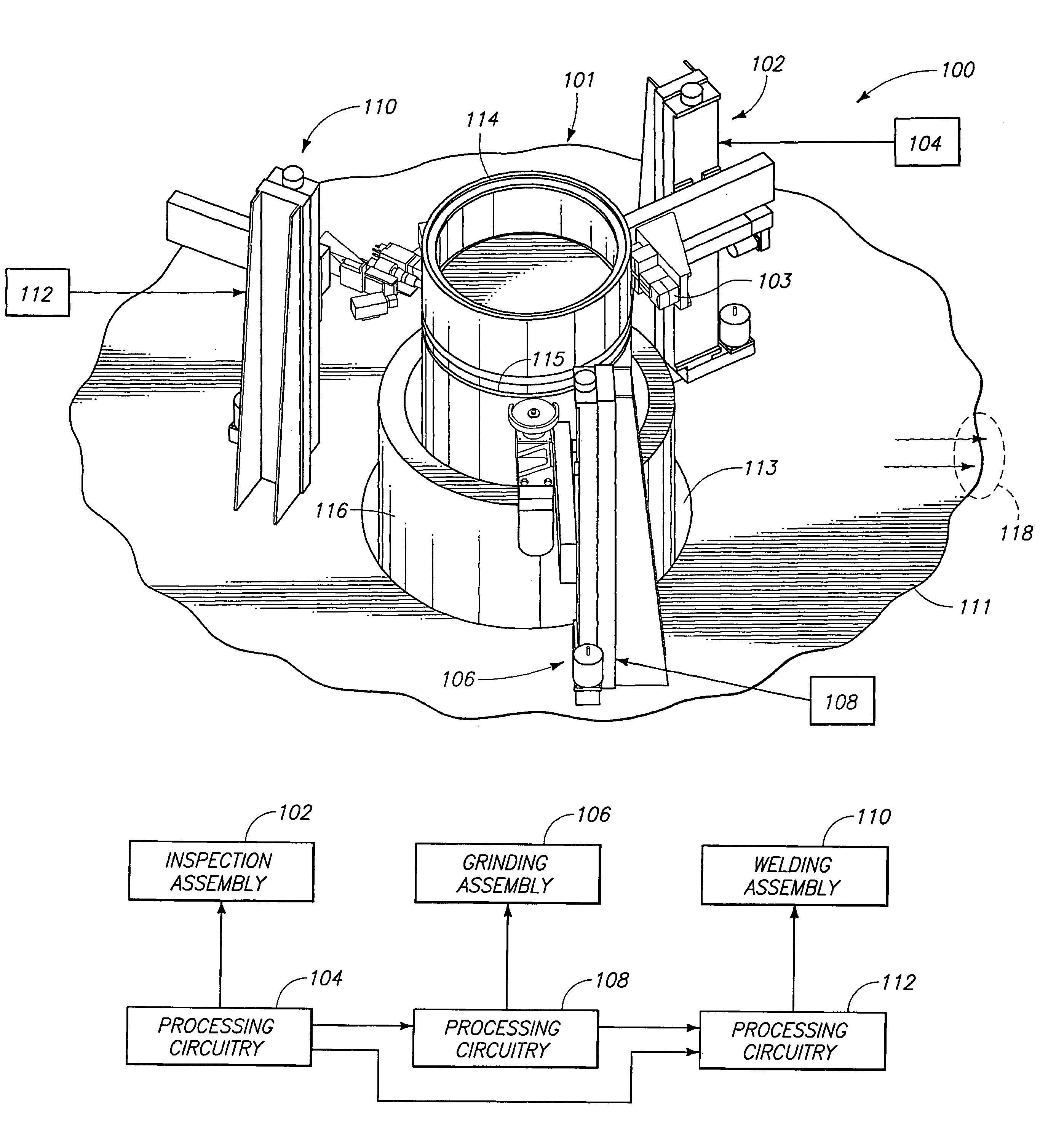 Grinding assembly, grinding apparatus, weld joint defect repair system, and methods