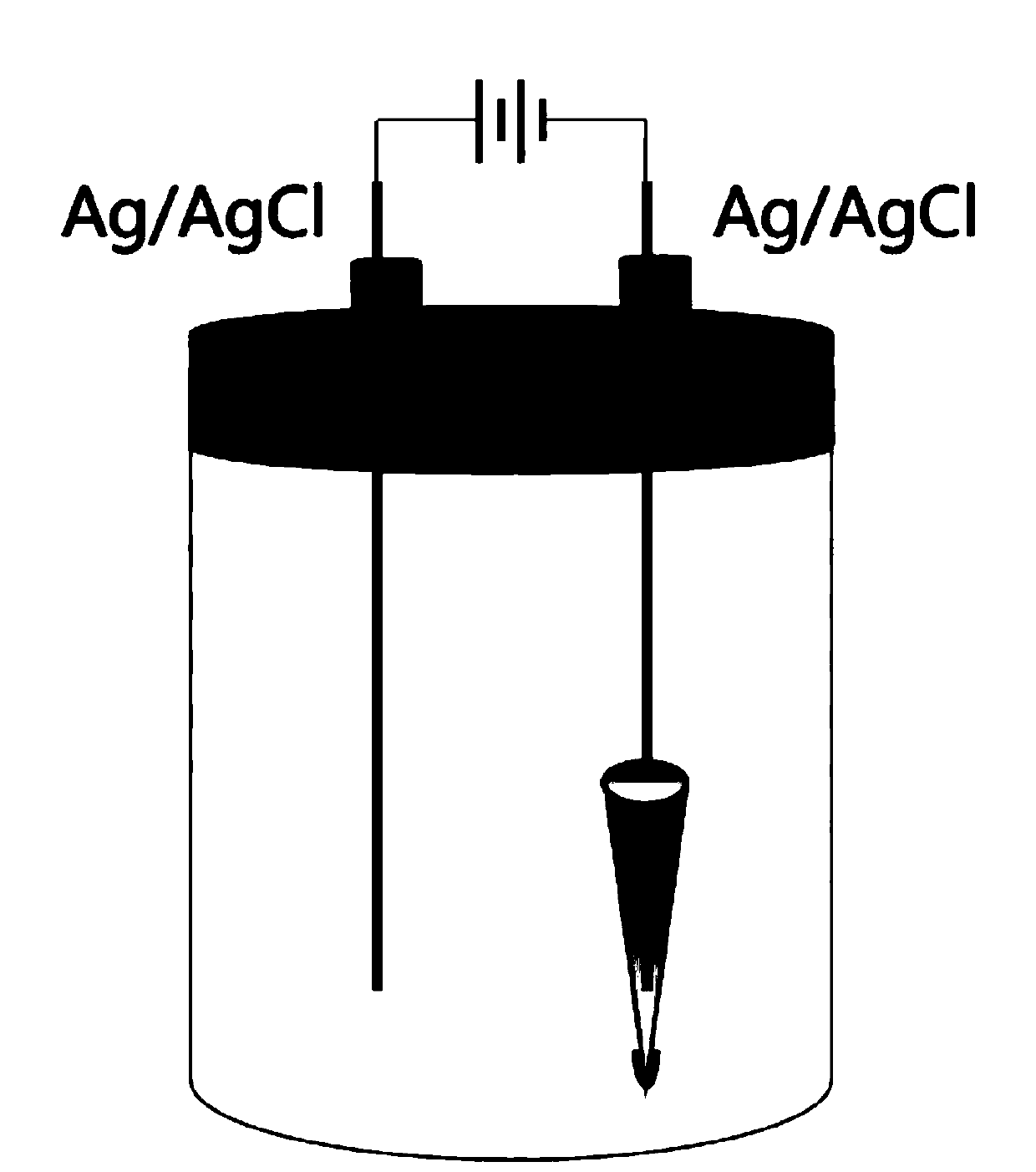 Preparation of compound glass nanopore and application of compound glass nanopore to biomolecular detection