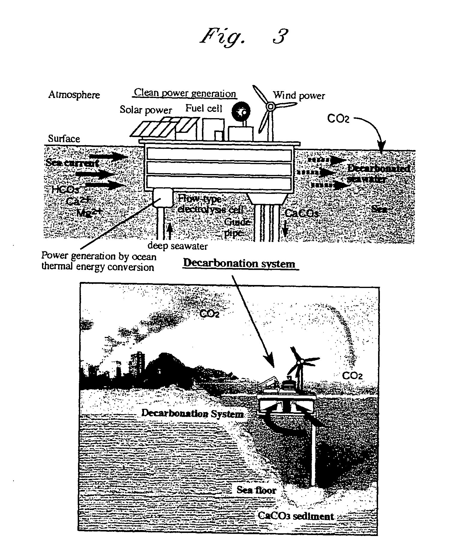 Reduction method of atmospheric carbon dioxide, recovery and removal method of carbonate contained in seawater, and disposal method of the recovered carbonate