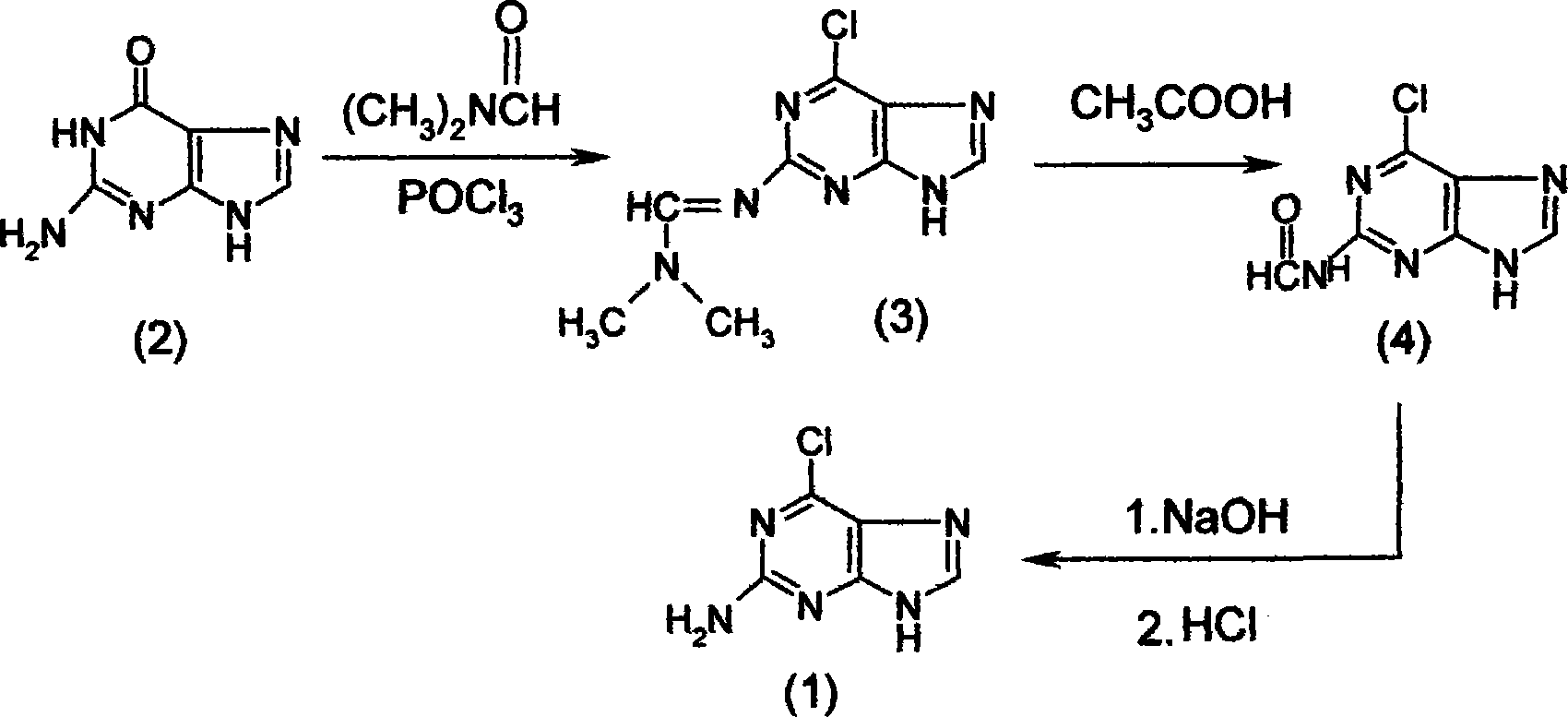 Method for synthesizing 2-amido-6-chloropurine