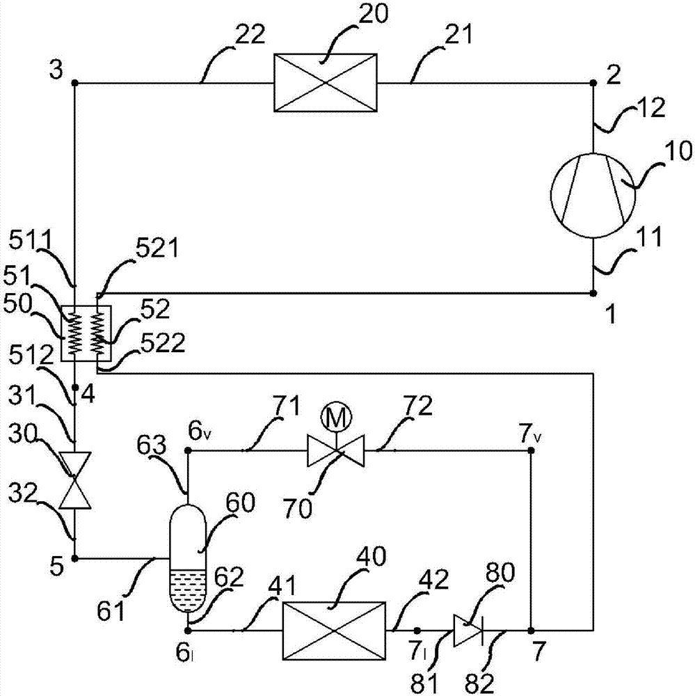 Refrigeration system, refrigerator with refrigeration system and control method of refrigerator