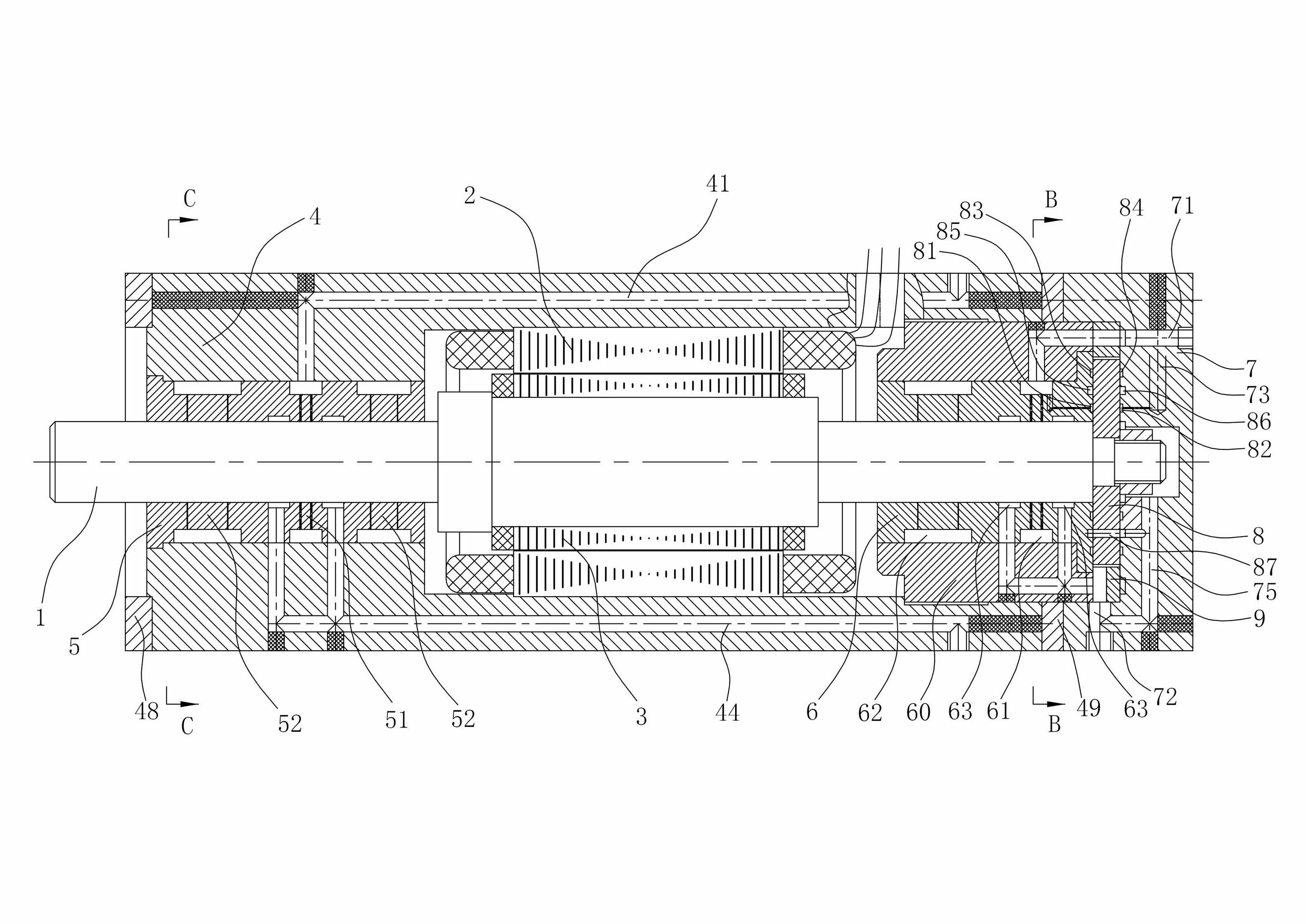 Liquid-gas suspension electric main shaft