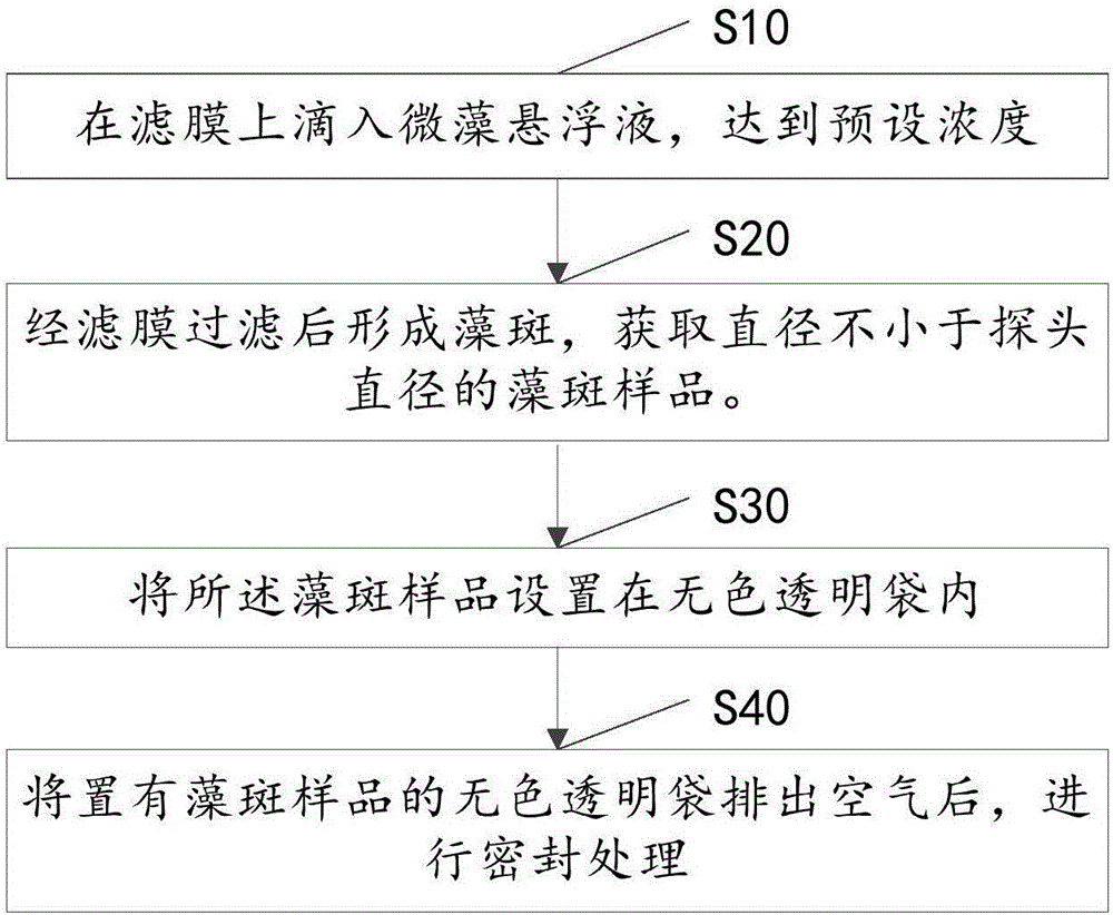 Preparation method for algae spot samples, algae spot samples and method for enhancing microalgae P700 signals